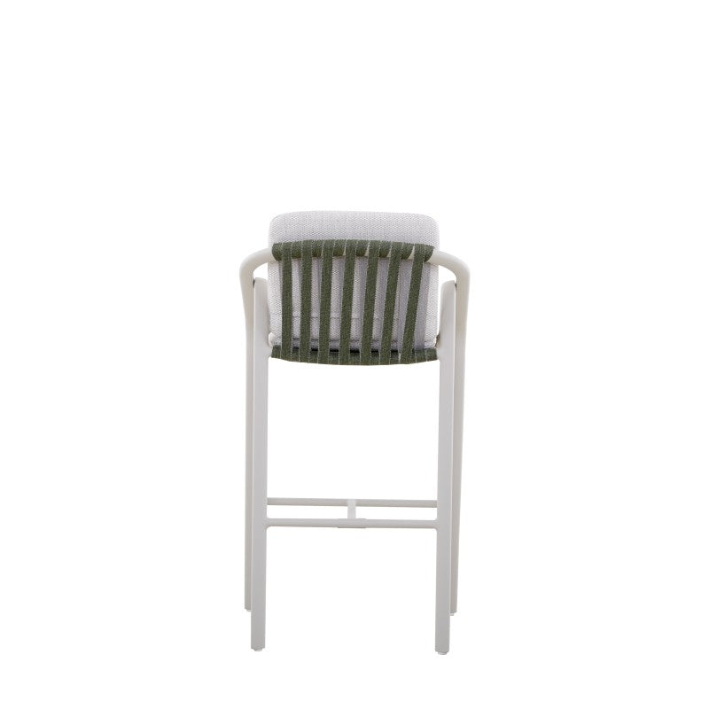 Vento Outdoor Rope Bar Chair with Cushion in Beige Frame and Green Rope